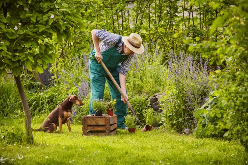 Landscapers Pimlico team sorting garden waste for eco-friendly recycling